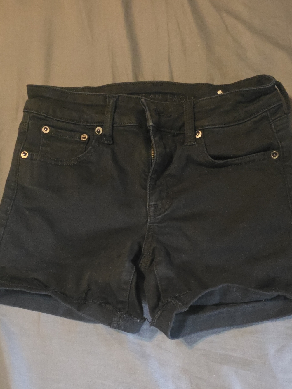 American Eagle Outfitters Black High-Rise Denim Cutoff Shorts Size 0